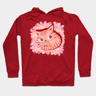 Pink kitten in a field of flowers Hoodie